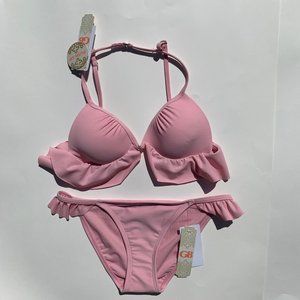 GB Pink Ruffle Bikini Push Up Set